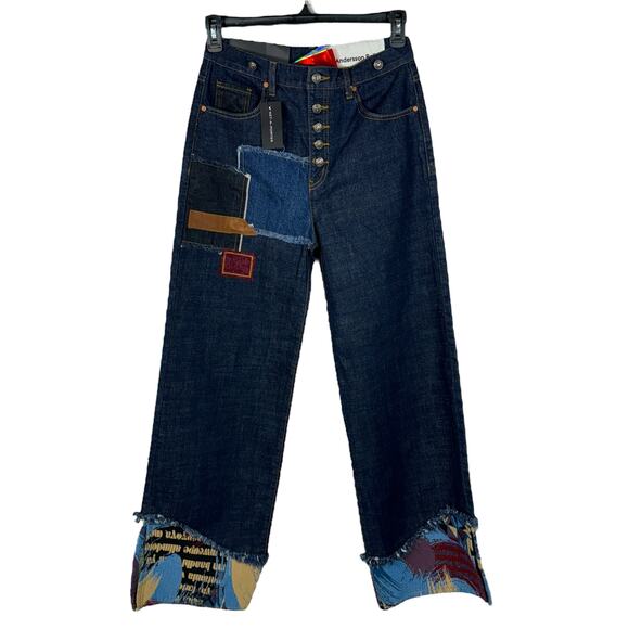 Andersson Bell Wide Leg Jeans Max Patchwork Button-Fly Frayed Hi-Rise Festival - Picture 1 of 10